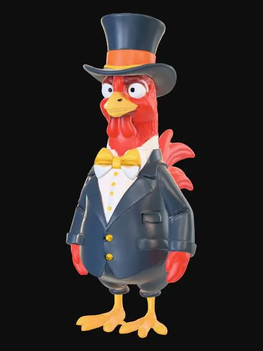 3D model for #Thanksgiving#, an chicken with an hat and a suite