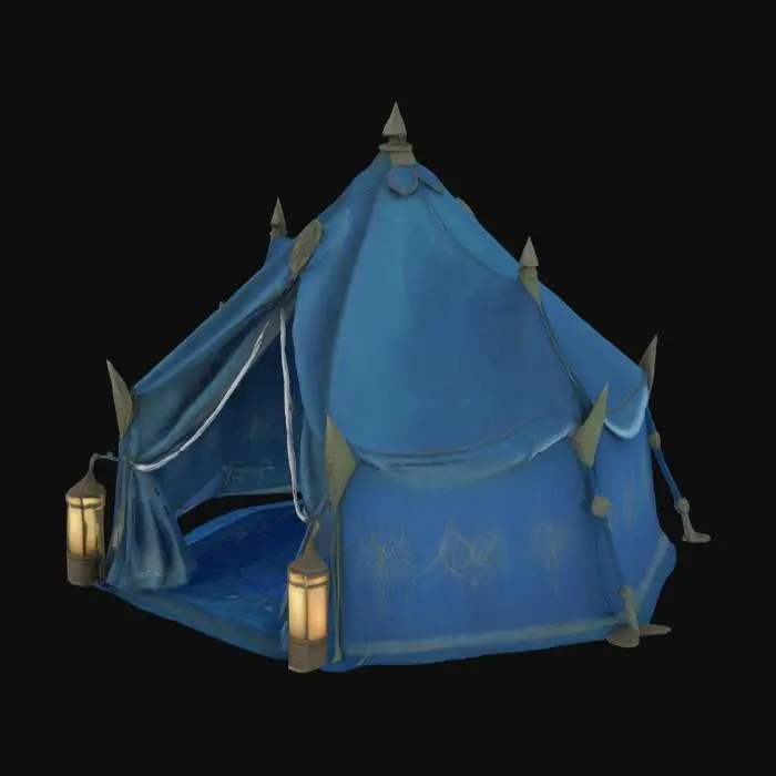 3D model for Tenda Élfica em texturas de azul #4360b0.