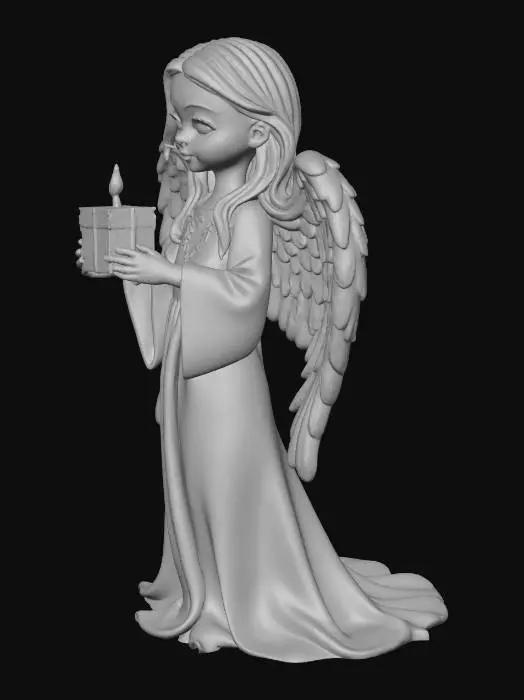3D model for candlelight warm promise. 
Angel embraces hope and a gift of tomorrow