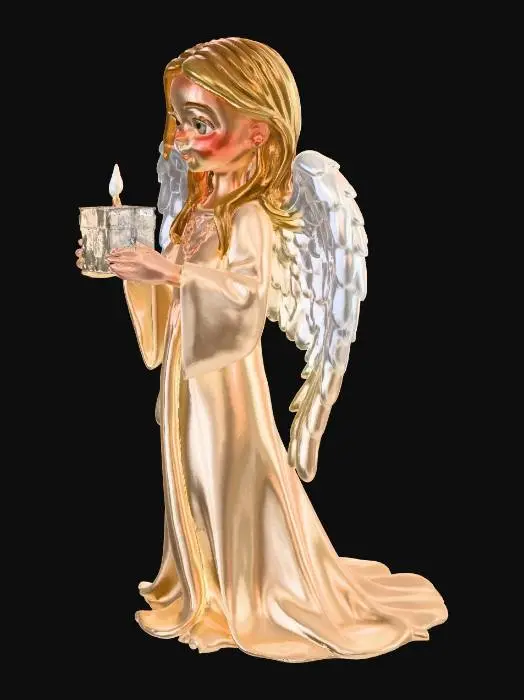 3D model for candlelight warm promise. 
Angel embraces hope and a gift of tomorrow