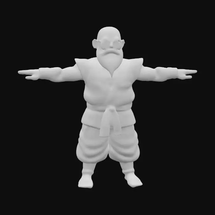 3D model for #realistic# Master Roshi from "Dragon Ball Z". Ultra Realistic, Highly Detailed, Full Body, A-pose
