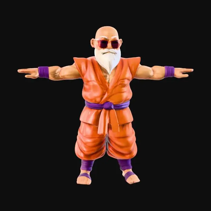 3D model for #realistic# Master Roshi from "Dragon Ball Z". Ultra Realistic, Highly Detailed, Full Body, A-pose