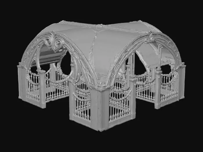 3D model for “A realistic 3D model of a Paris Métro entrance (Art Nouveau style) by Hector Guimard.
Rectangular structure with a descending staircase, ornate green wrought-iron railings, and a metal arch labeled “METRO” in Art Nouveau font.
Two tall curved lamp posts with orange glass flower-shaped lights on each side.
Ground: dark asphalt sidewalk with metal studs and leaves.
Interior: white ceramic tiled walls, fluorescent lighting, handrails.
Realistic PBR textures (metal, glass, stone), game-ready, mid-poly, UV-mapped, neutral lighting for open-world Paris scene.
No dome, no modern glass.