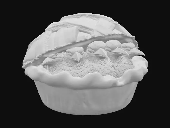 3D model for #food#, Four and Twenty blackbirds backed in a pie