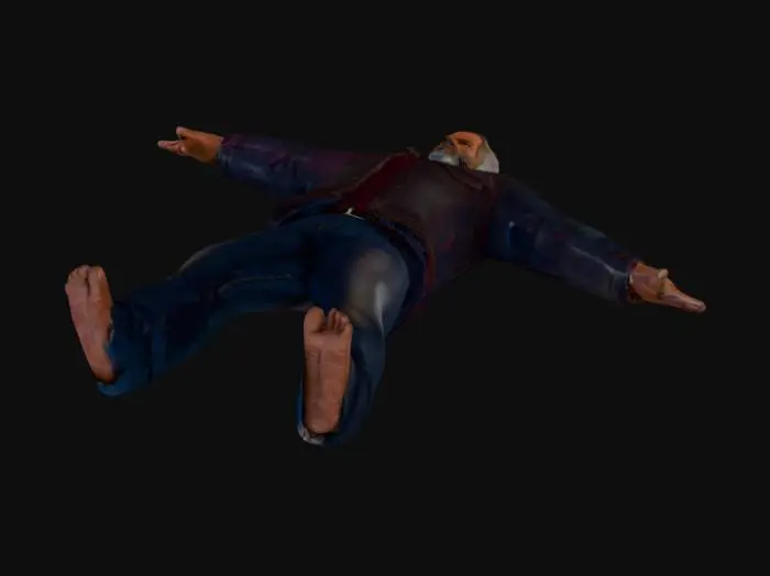 3D model for homeless man, neutral expression A-pose, game ready