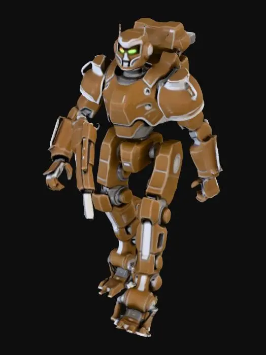 3D model for game ready, realistic, battle mech with a gun arm, in T-Pose