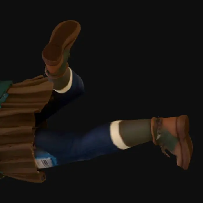 3D model for homeless woman, neutral expression A-pose, game ready