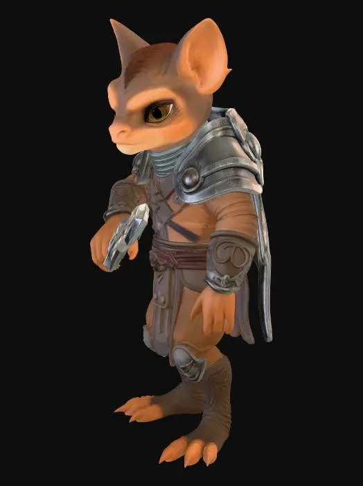 3D model for A litle sd brown kobold warrior