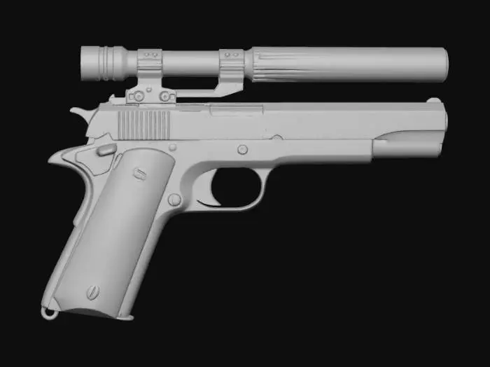 3D model for Handgun with Silencer