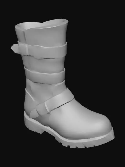3D model for Rugged Buckled Leather Boot