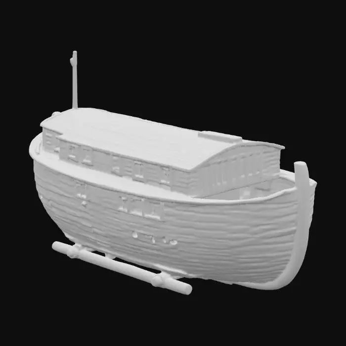 3D model for Noah's Ark A rich, dark brown Length: 300 cubits
Width: 50 cubits
Height: 30 cubits
Wooden
