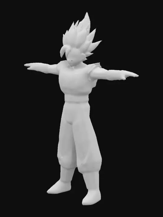 3D model for super saiyajin son goku in t-pose
