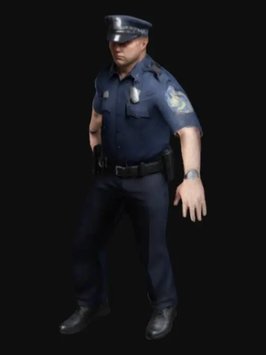 3D model for hyperrealistic police officer, T Pose, NYPD