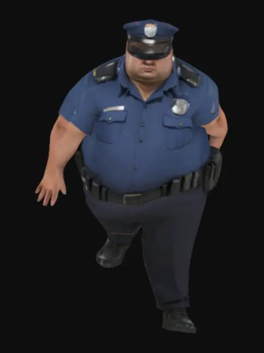 3D model for hyper realistic fat police officer, T Pose, NYPD