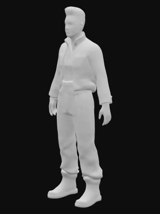 3D model for Photorealistic late-19th-century rural farm worker in A-pose, hanging by a frayed noose from a mossy wooden gallows at night. Arms angled 45°, palms forward. He wears a coarse linen shirt with rolled-up sleeves, a faded wool vest with tarnished brass buttons, and rugged trousers tucked into scuffed leather boots. Moonlight pierces drifting mist, casting soft volumetric beams. Detailed skin pores, fabric weave and wood grain. Subtle rhythmic swing, fabric rippling. Cinematic 85 mm lens, shallow DOF, cold blue-gray palette.
