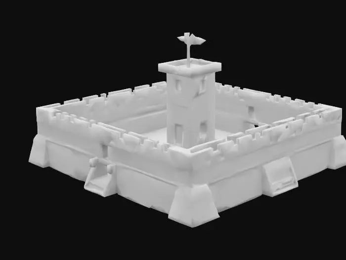 3D model for Small Military Fort 3d model in a stylized texture

