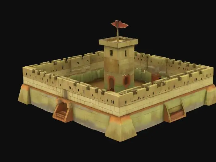 3D model for Small Military Fort 3d model in a stylized texture

