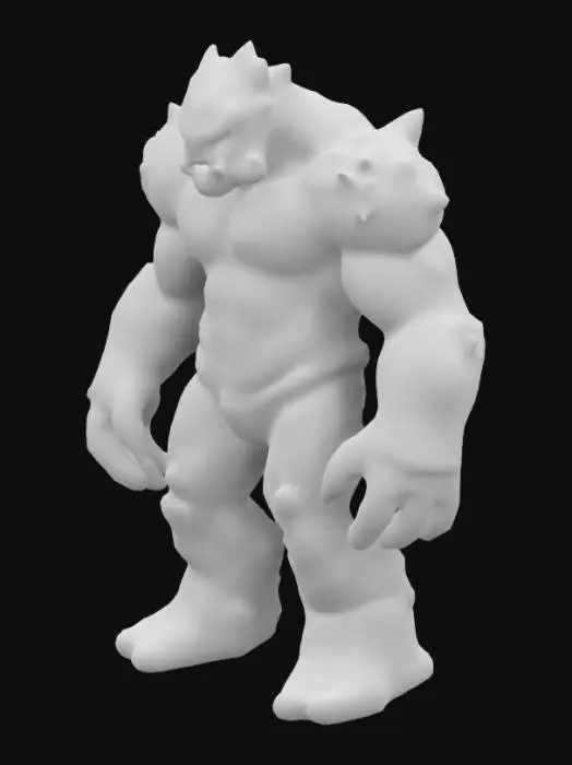 3D model for rugged golem, crystal color eyes and joints, looking like its body is made of rocks and have rocky edges in its body. Color of rocks

