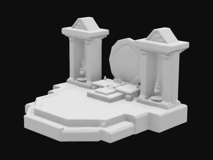 3D model for A mysterious mystical altar with geometric shapes. The surface is smooth and flat