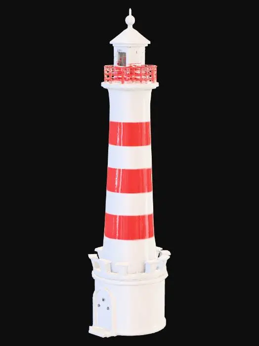 3D model for make a lighthouse that is white and red and without any windows and doors