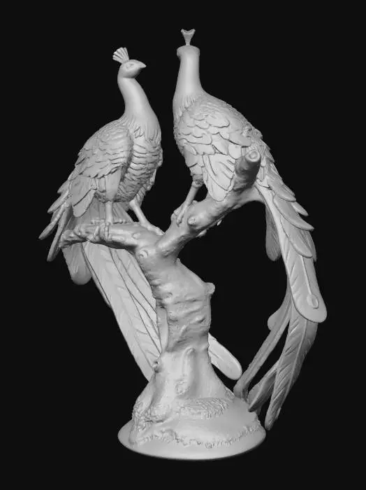 3D model for Peacock Pair on a Branch