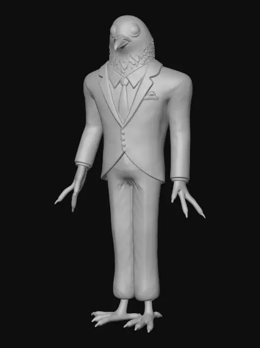3D model for humanoid pigeon in a suit
