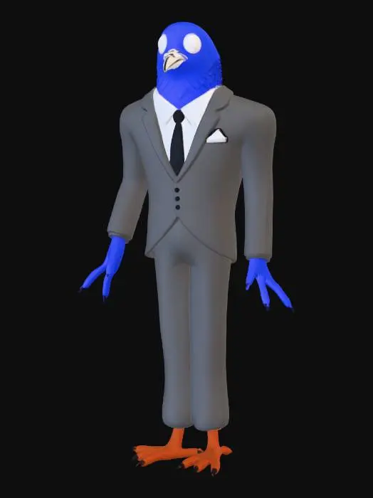 3D model for humanoid pigeon in a suit