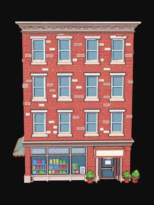 3D model for Three-Story Brick Bookstore