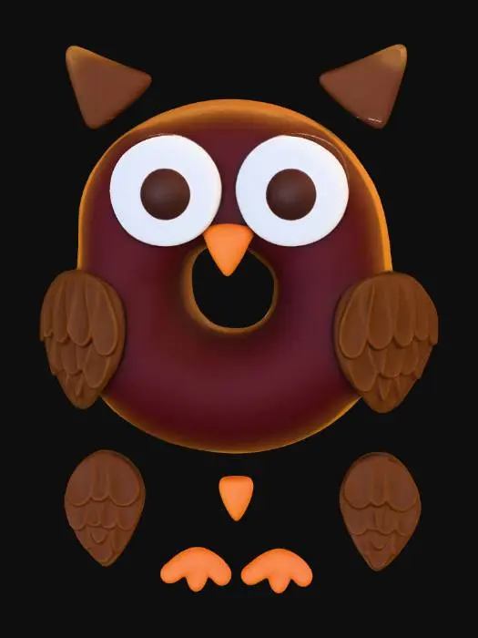 3D model for Chocolate Owl Delight Donut