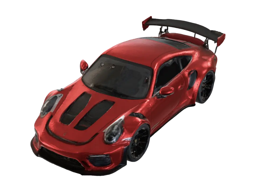 porshe 911 gt3rs matte red - Porsche 3D model, vytvořený pomocí AI