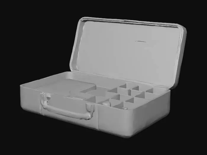 3D model for High detailed med kit, modern metal and red square box