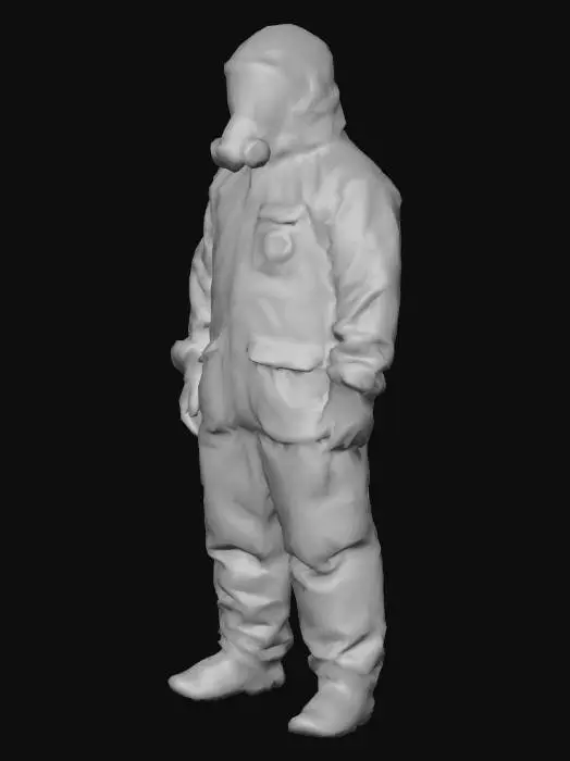 3D model for 3d player in heavy hazmat in military style with details on hazmat