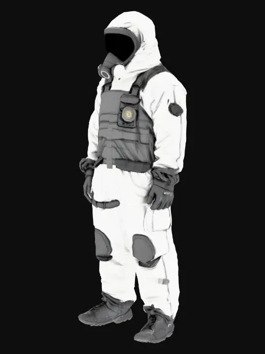 3D model for 3d player in heavy hazmat in military style with details on hazmat