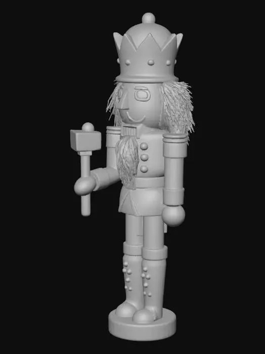 3D model for Animated nutcracker with a zombie face, holding a hammer. Very angry expression