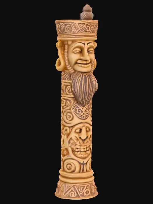 3D model for Магическая статуэтка, в виде столба, шаман,славянские руны, ацтекский бог, широкая улыбка, древние орнаменты