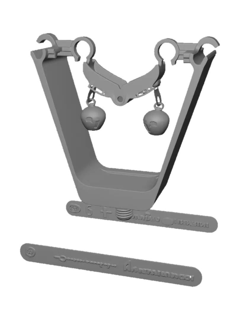 Golden Bell Earrings on a White Display Stand par sprungstas1 — créé avec le générateur 3D Meshy AI, téléchargement gratuit FBX OBJ GLB STL
