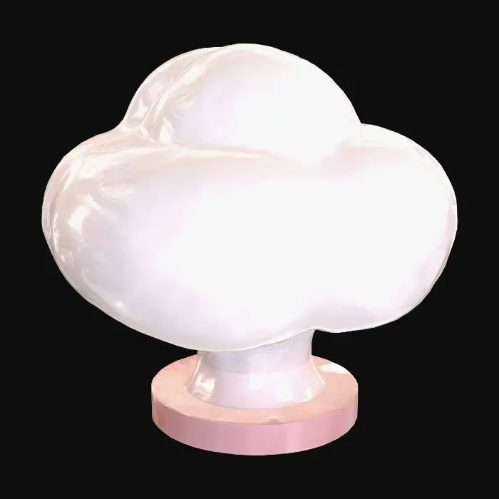 3D model for Cloud-shaped floor lamp, soft glowing light, white and light pink, smooth mesh, cute room decor, VRChat asset