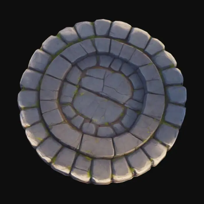 3D model for Stylized round stone platform spooky medieval ancient ruin