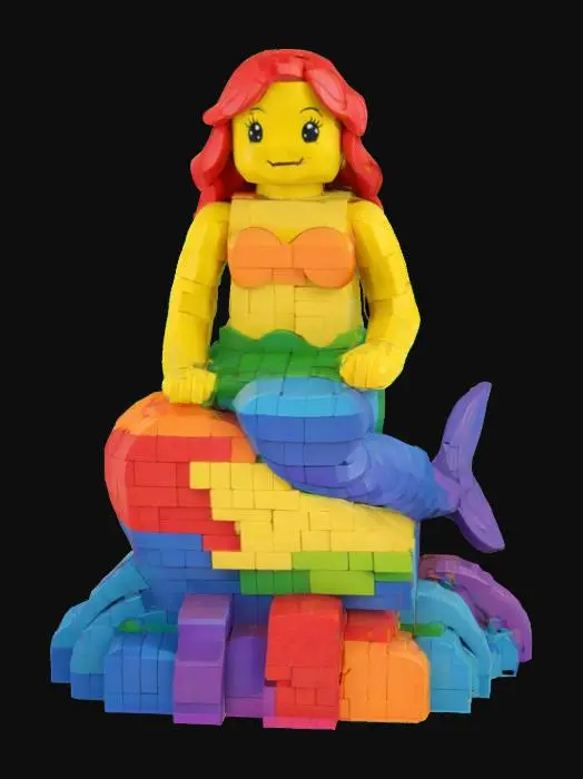 3D model for [Denmark] Little Mermaid bronze statue LEGO'd, #AroundTheWorld#,  