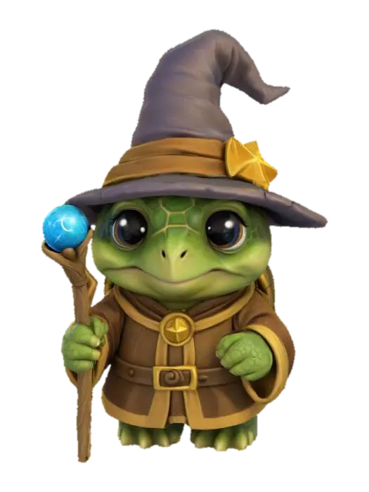 由 Parzivala 制作的 Wizard Turtle — 使用 Meshy AI 3D 生成器制作，免费下载 FBX OBJ GLB STL