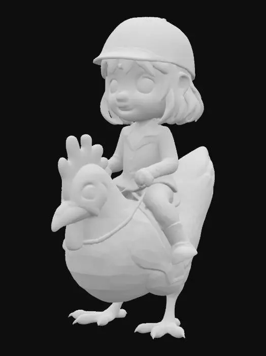 3D model for Chicken Jockey Girl , #AroundTheWorld#