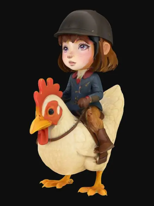 3D model for Chicken Jockey Girl , #AroundTheWorld#
