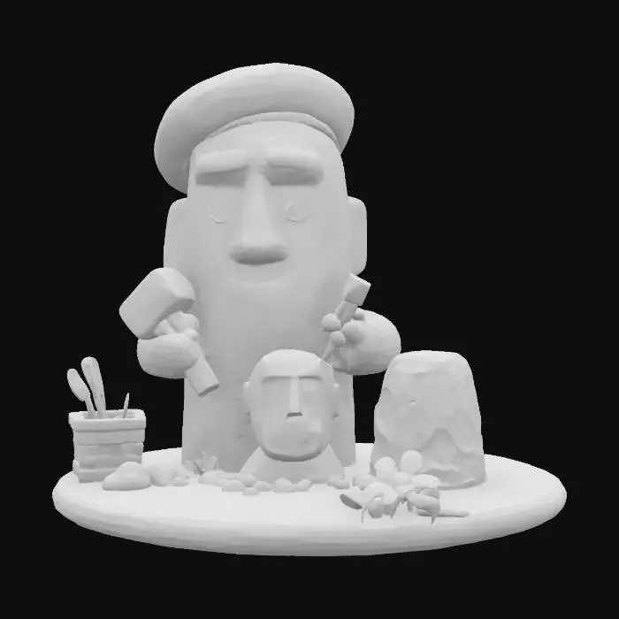 3D model for [Easter Island] Moai , #AroundTheWorld#