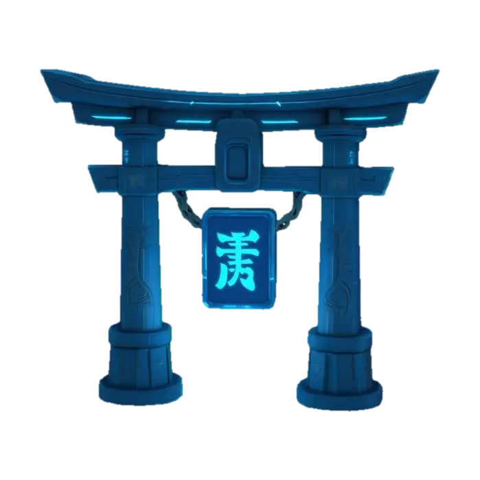 [Japan] Cyberpunk Torii Gate, #AroundTheWorld# 3D model, vytvořený pomocí AI