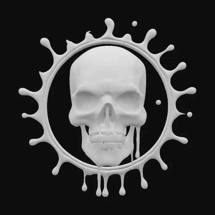 3D model for Paint Splash Skull Emblem , #emblem#