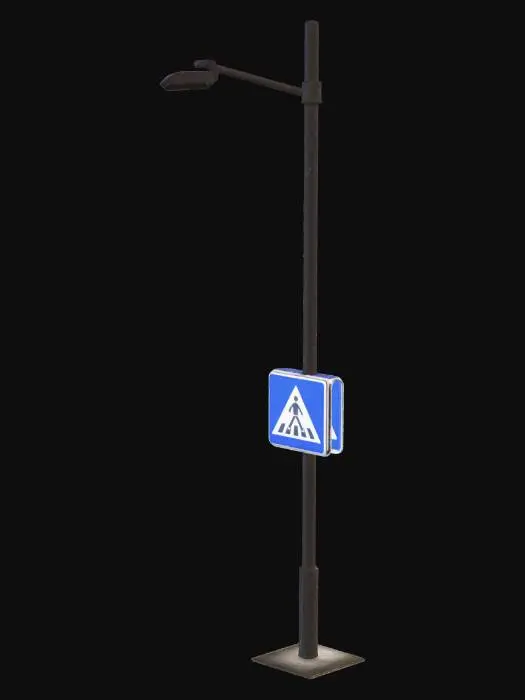 3D model for Street light with pedestrian crossing sign