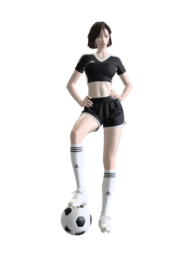 Soccer Player in Black Kit-3D-modell, genererad av AI