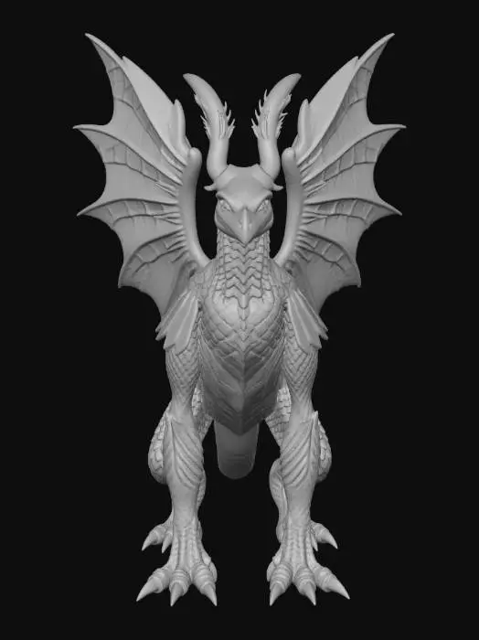 3D model for Two wings covering feet with another two wings covering a head and two wings on the back