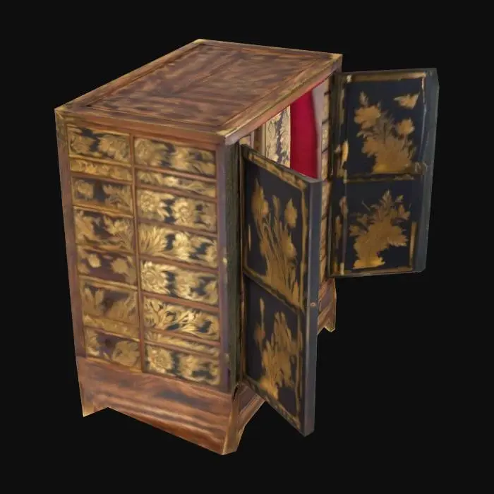 3D model for Lacquered Cabinet with Drawers