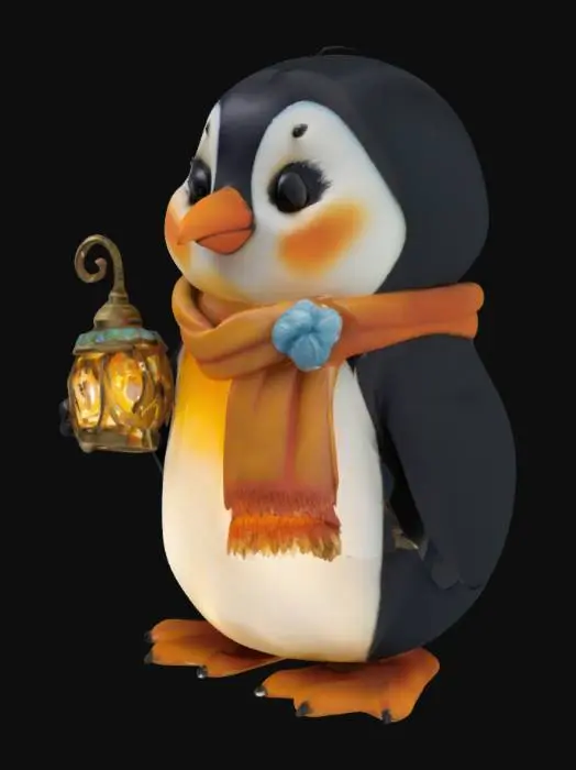 3D model for A Penguin, holding a lamp #fairy#